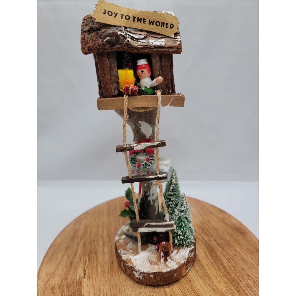 Vintage 1976 Enesco Treehouse Christmas Display Wooden Ornament Decoration